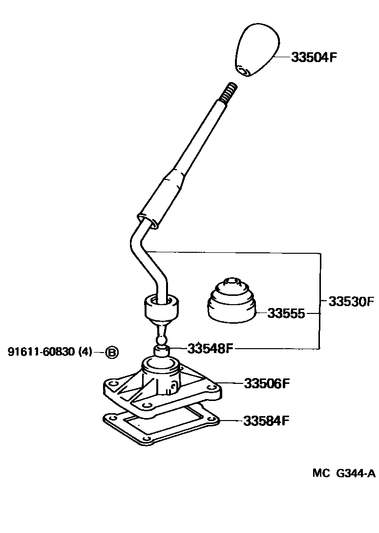 Toyota HILUX Shift Lever & Retainer EPC diagram — MCG344A
