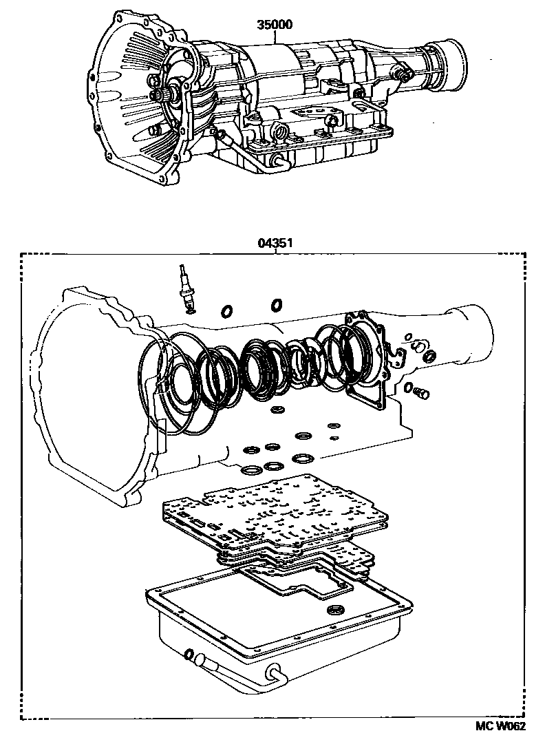 Toyota HILUX 传动桥或变速器总成和衬垫组件(ATM) EPC diagram — MCW062