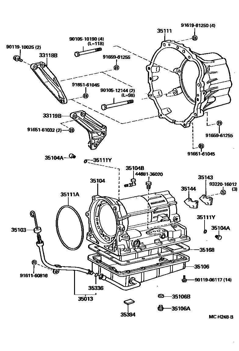 Toyota HILUX 变速器壳和油底壳(ATM) EPC diagram — MCH248B