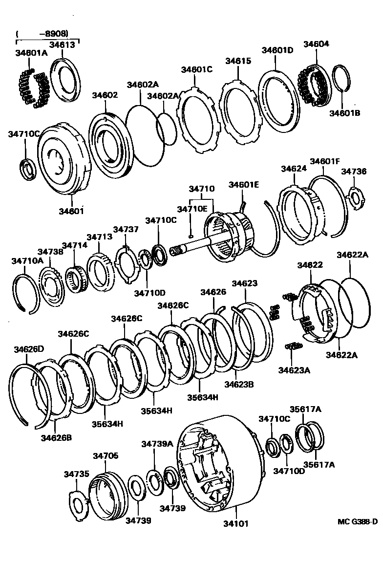 Toyota HILUX 超速档齿轮(ATM) EPC diagram — MCG388D