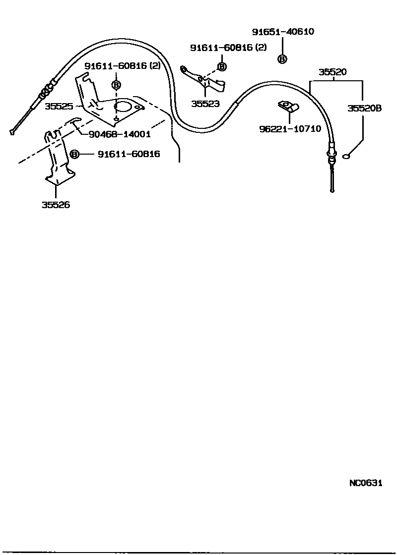 Toyota HILUX 节气阀连杆和阀杆(ATM) EPC diagram — NC0631