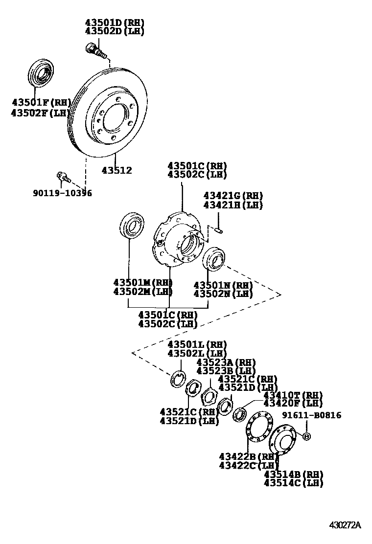 Toyota HILUX Front Axle Hub EPC diagram — 430272A