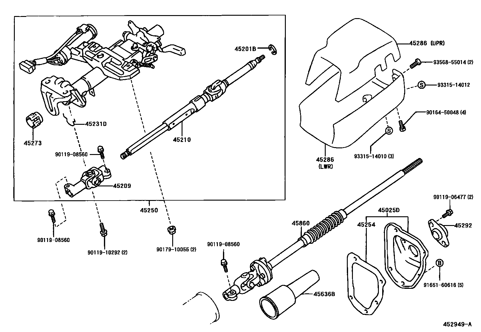 Toyota HILUX Steering Column & Shaft EPC diagram — 452949A