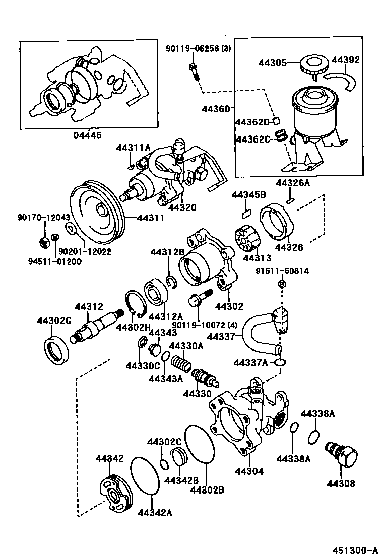 Toyota HILUX 叶片泵和储油罐(动力转向) EPC diagram — 451300A