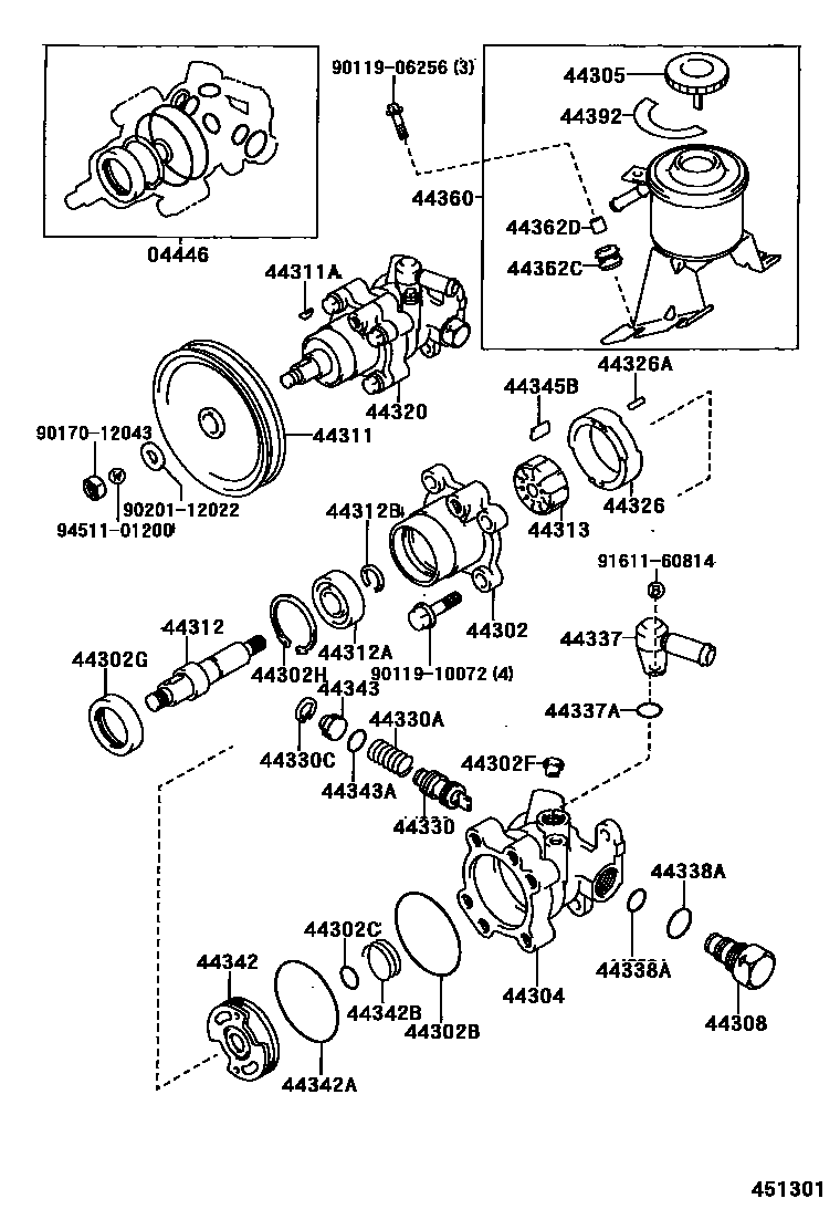Toyota HILUX 叶片泵和储油罐(动力转向) EPC diagram — 451301
