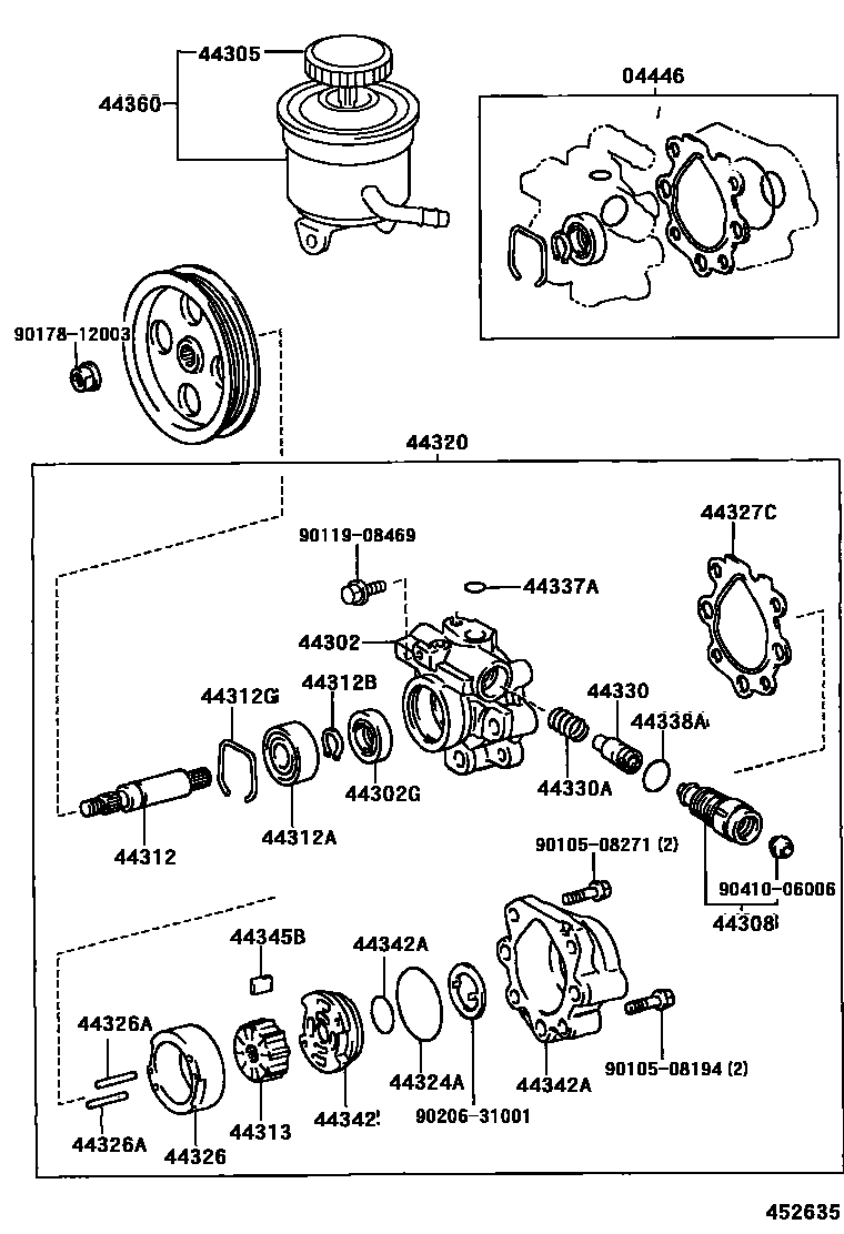 Toyota HILUX 叶片泵和储油罐(动力转向) EPC diagram — 452635