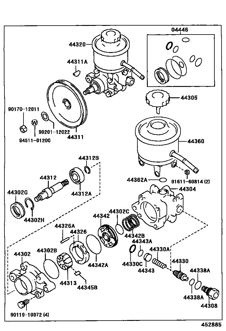 Toyota HILUX 叶片泵和储油罐(动力转向) EPC diagram — 452885