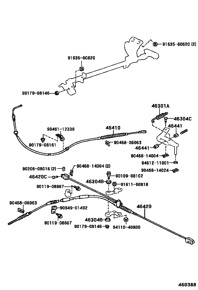 Toyota HILUX Parking Brake & Cable EPC diagram — 460388