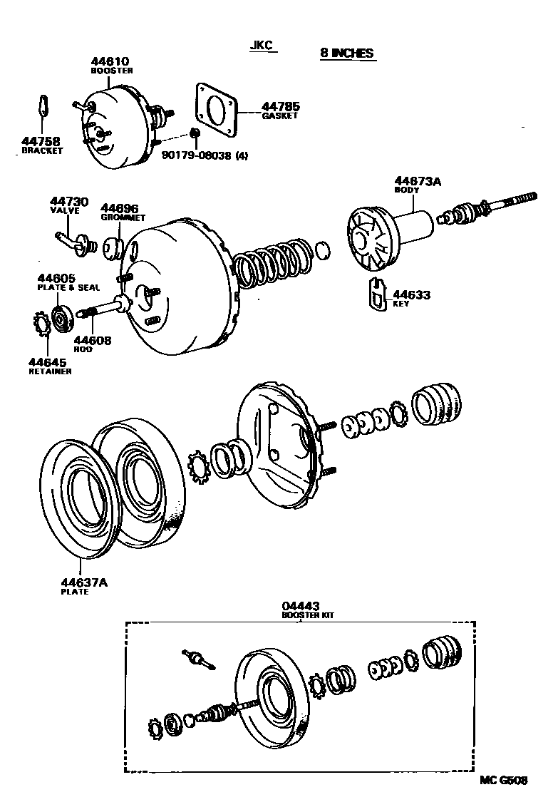 Toyota HILUX 制动助力器和真空管 EPC diagram — MCG508