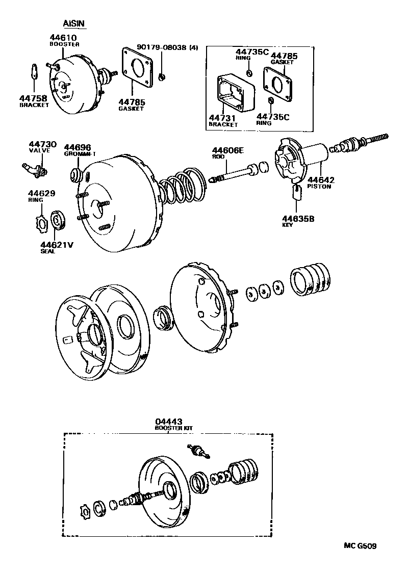 Toyota HILUX 制动助力器和真空管 EPC diagram — MCG509