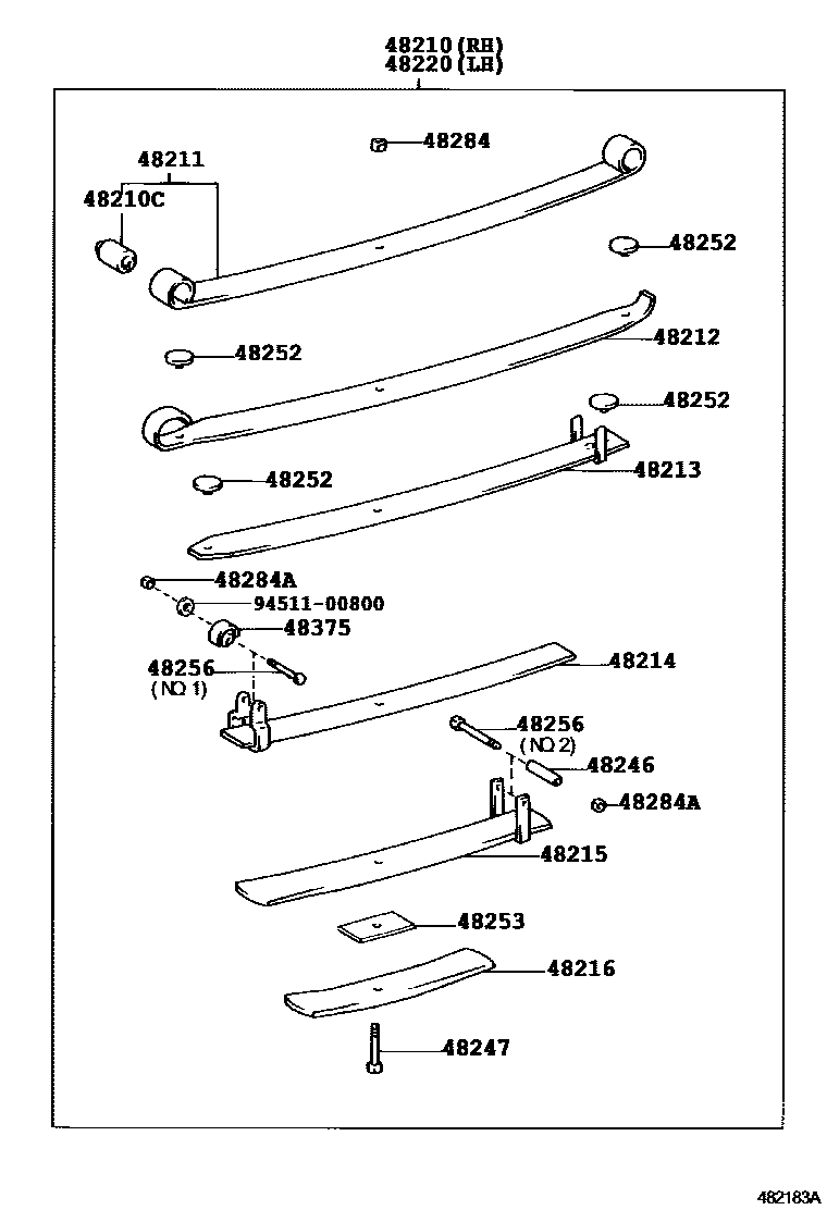 Toyota HILUX Rear Spring & Shock Absorber EPC diagram — 482183A