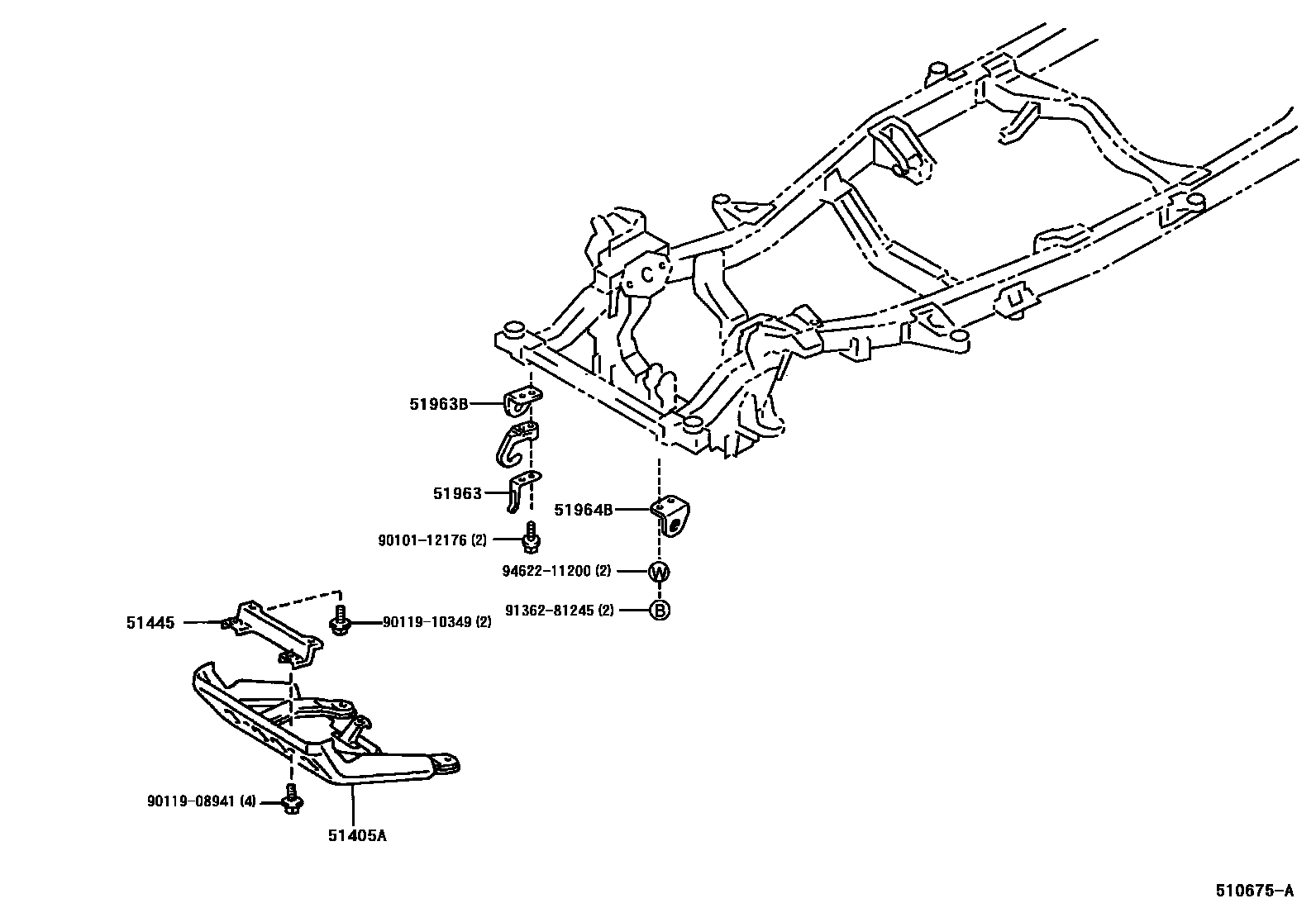 Toyota HILUX 悬架横梁和发动机底罩 EPC diagram — 510675A
