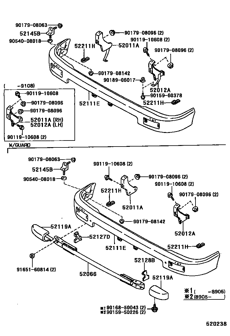 Toyota HILUX 前保险杠及附件 EPC diagram — 520238