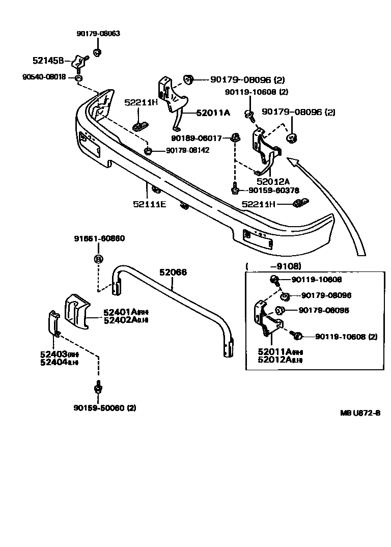 Toyota HILUX 前保险杠及附件 EPC diagram — MBU872B