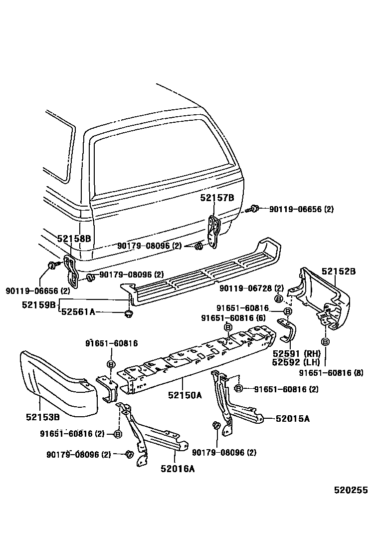 Toyota HILUX 后保险杠及附件 EPC diagram — 520255