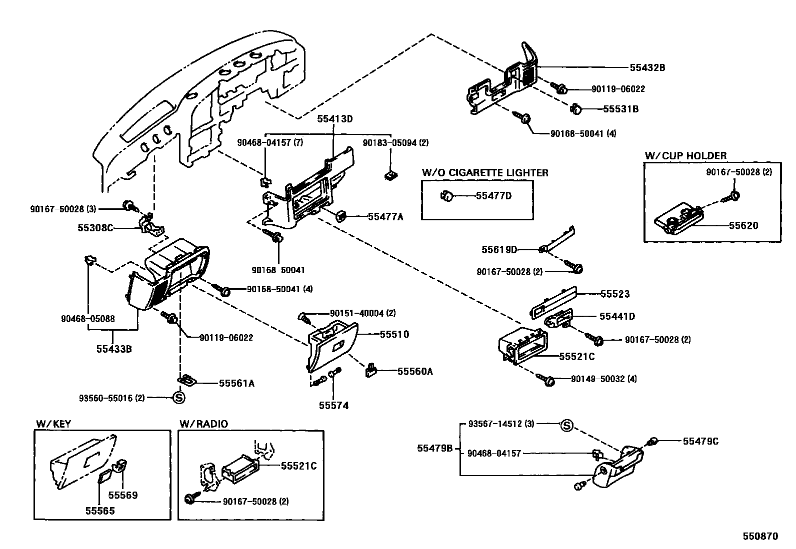 Toyota HILUX 仪表板和手套箱 EPC diagram — 550870