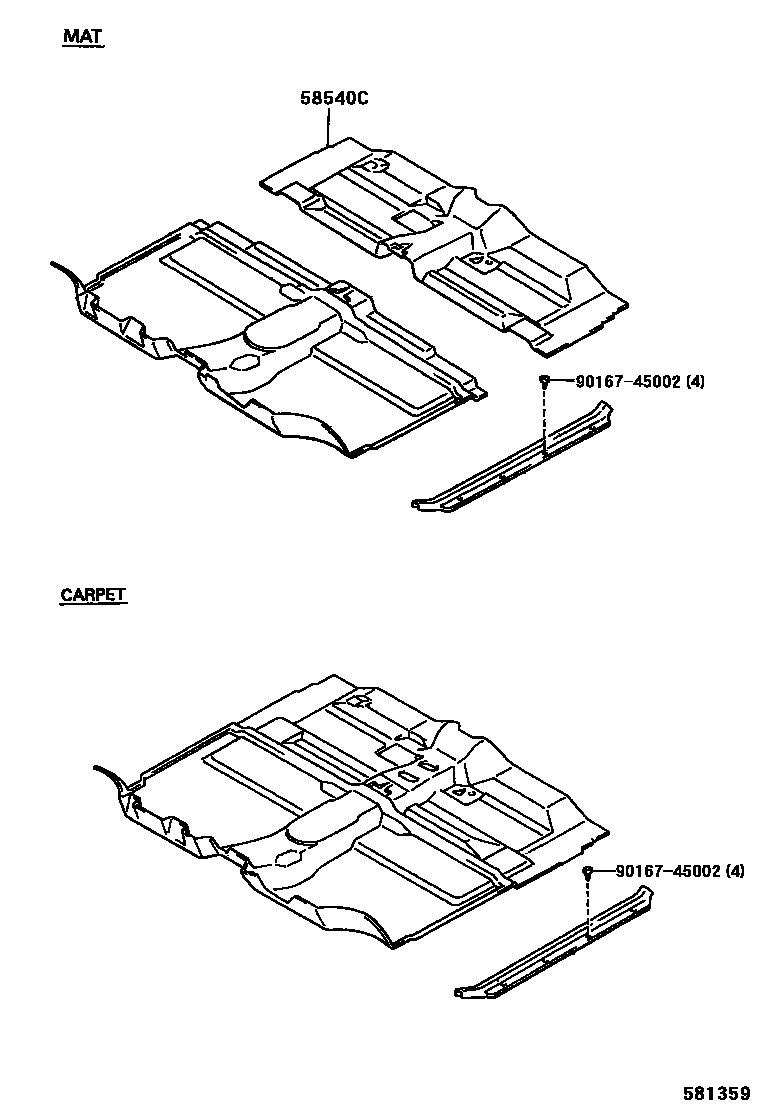 Toyota HILUX 地板垫和消声垫 EPC diagram — 581359