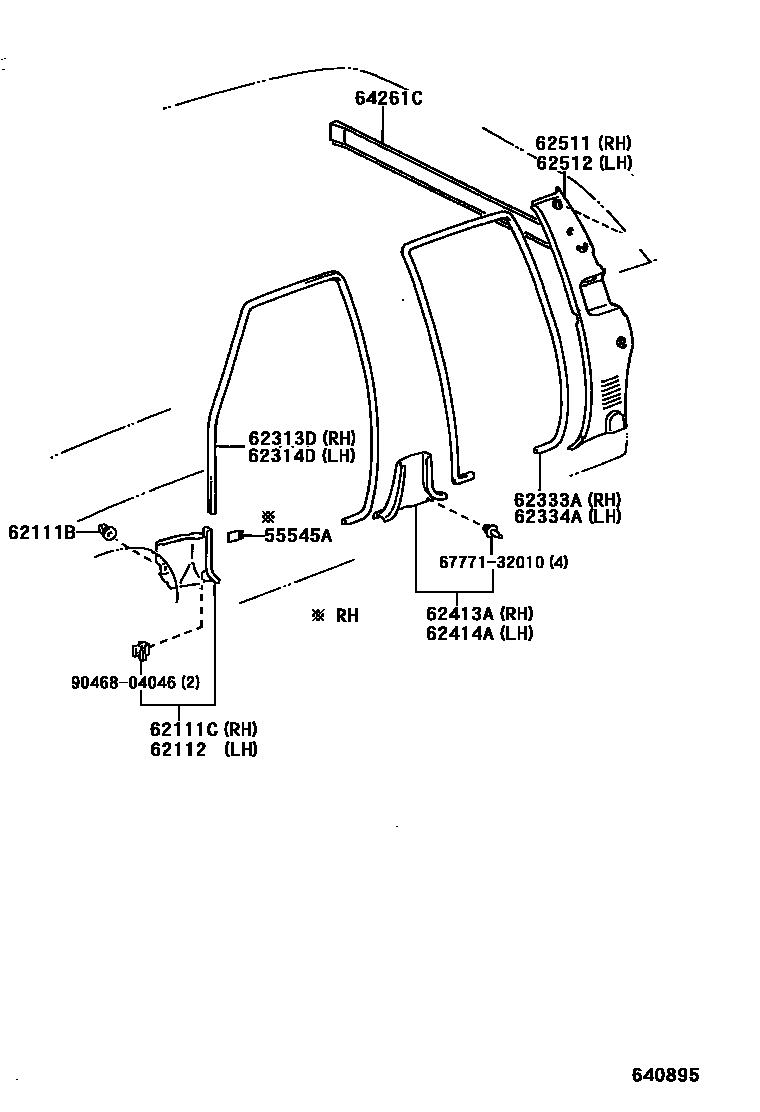 Toyota HILUX 车内装饰板 EPC diagram — 640895