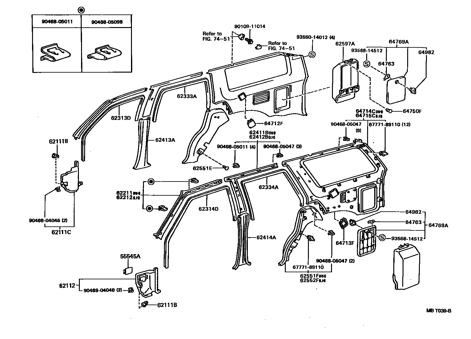 Toyota HILUX 车内装饰板 EPC diagram — MBT039B