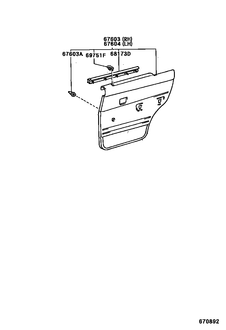 Toyota HILUX 后门板和后门玻璃 EPC diagram — 670892