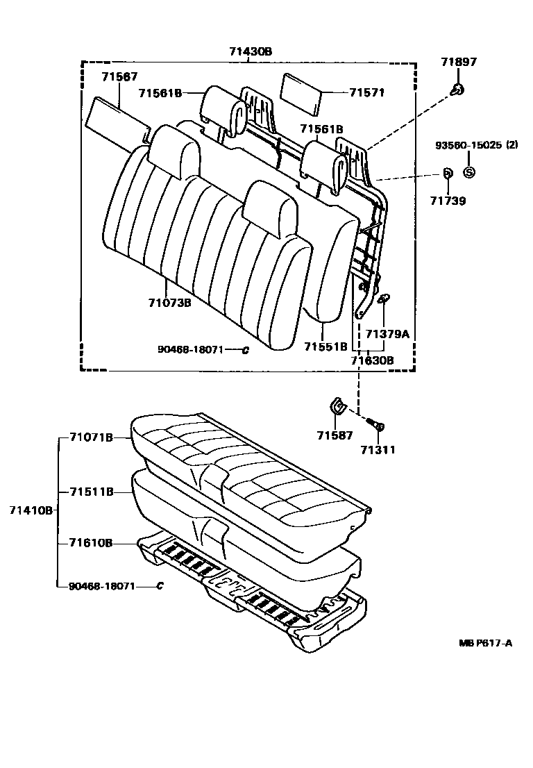 Toyota HILUX 座椅和座椅滑轨 EPC diagram — MBP617A
