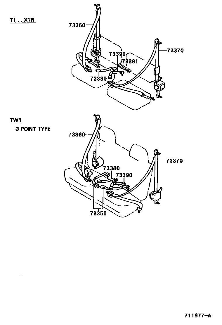 Toyota HILUX seat belt EPC diagram — 711977A