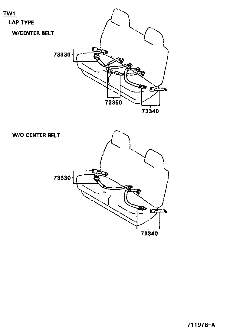 Toyota HILUX seat belt EPC diagram — 711978A