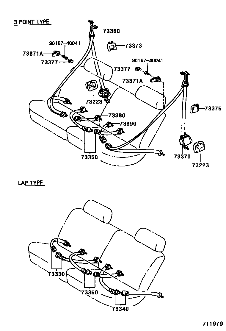 Toyota HILUX seat belt EPC diagram — 711979