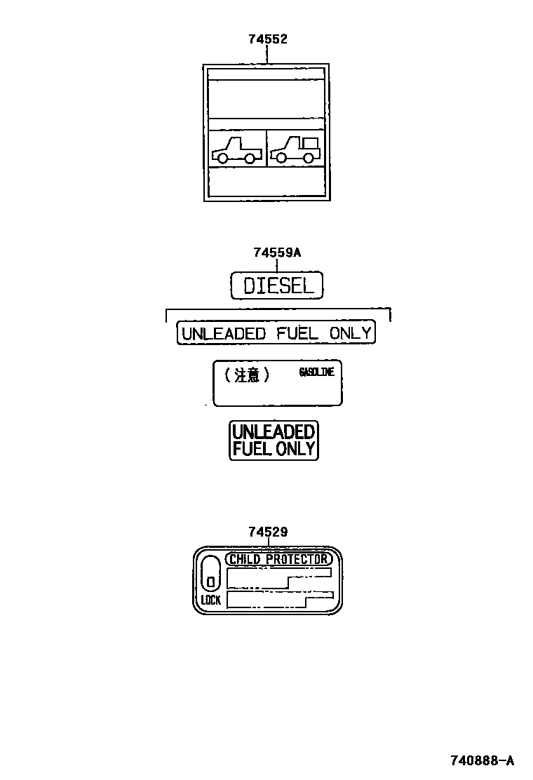 Toyota HILUX warning nameplate EPC diagram — 740888A