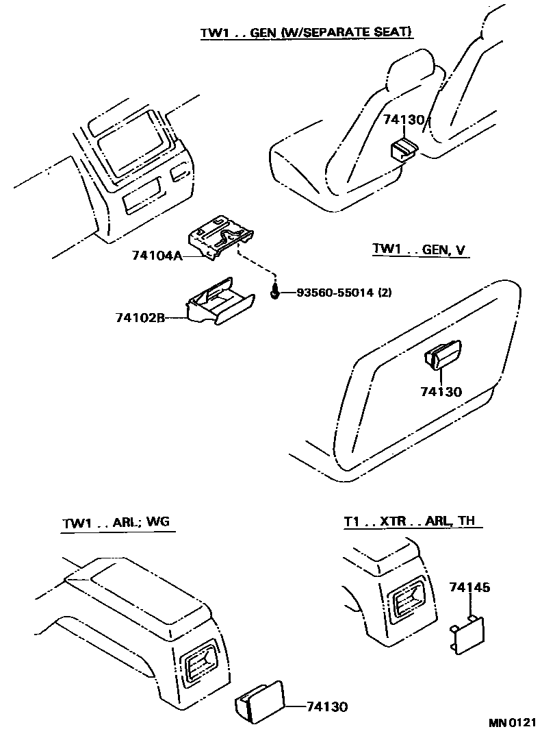 Toyota HILUX 烟灰盒 EPC diagram — MN0121