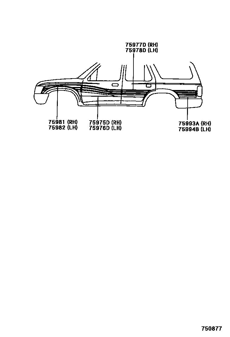 Toyota HILUX 车身镶条 EPC diagram — 750877