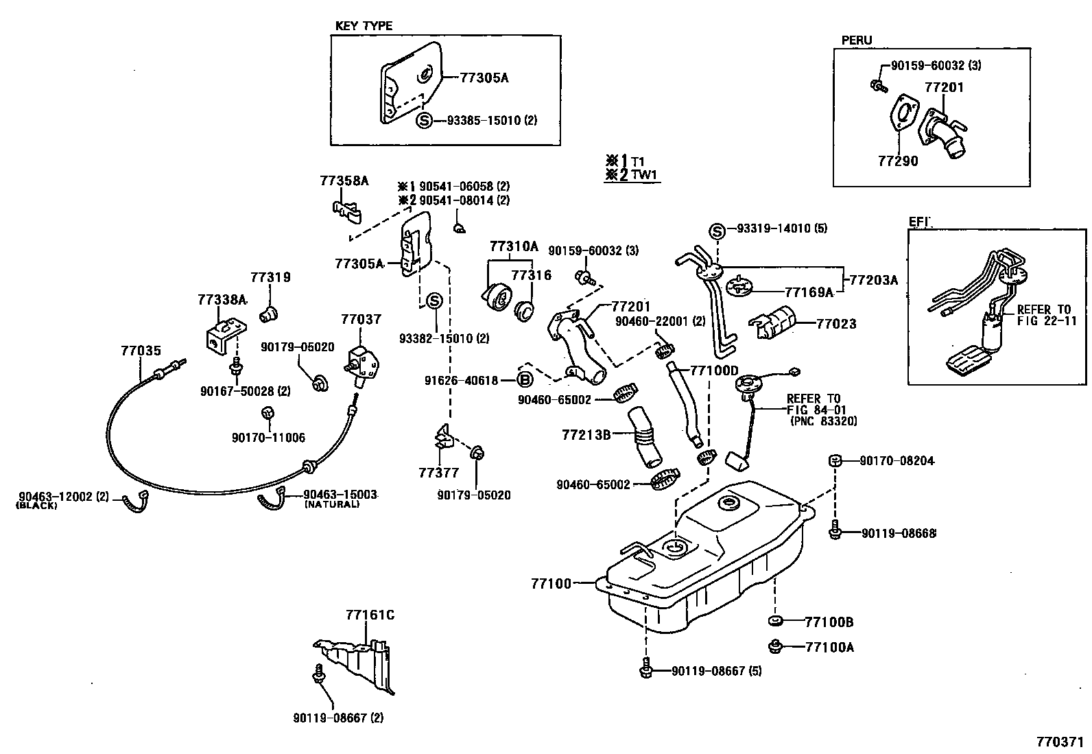 Toyota HILUX 燃油箱和燃油管 EPC diagram — 770371