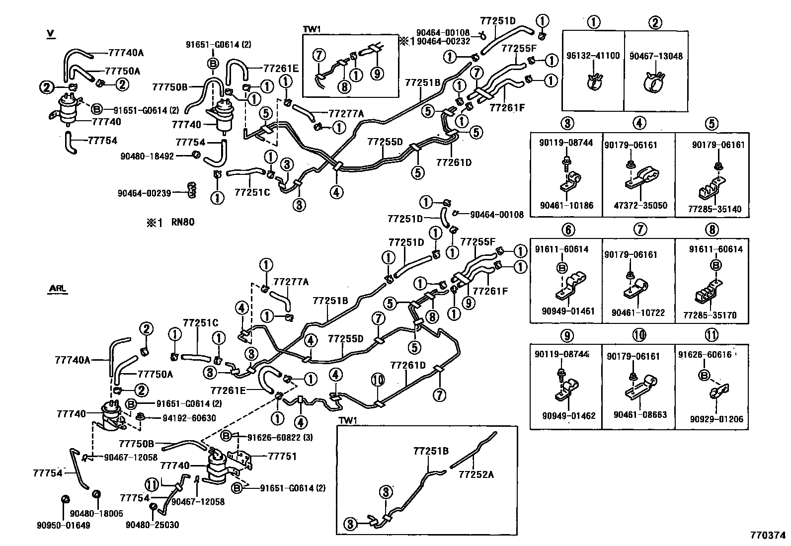 Toyota HILUX 燃油箱和燃油管 EPC diagram — 770374