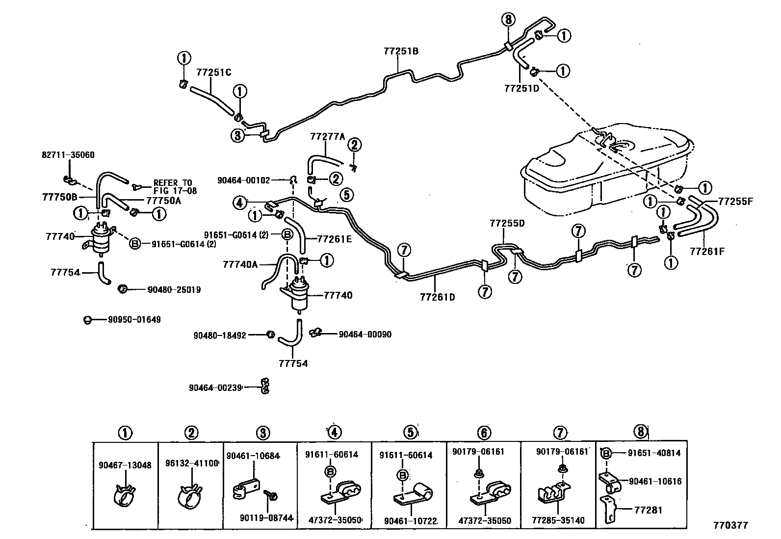 Toyota HILUX 燃油箱和燃油管 EPC diagram — 770377