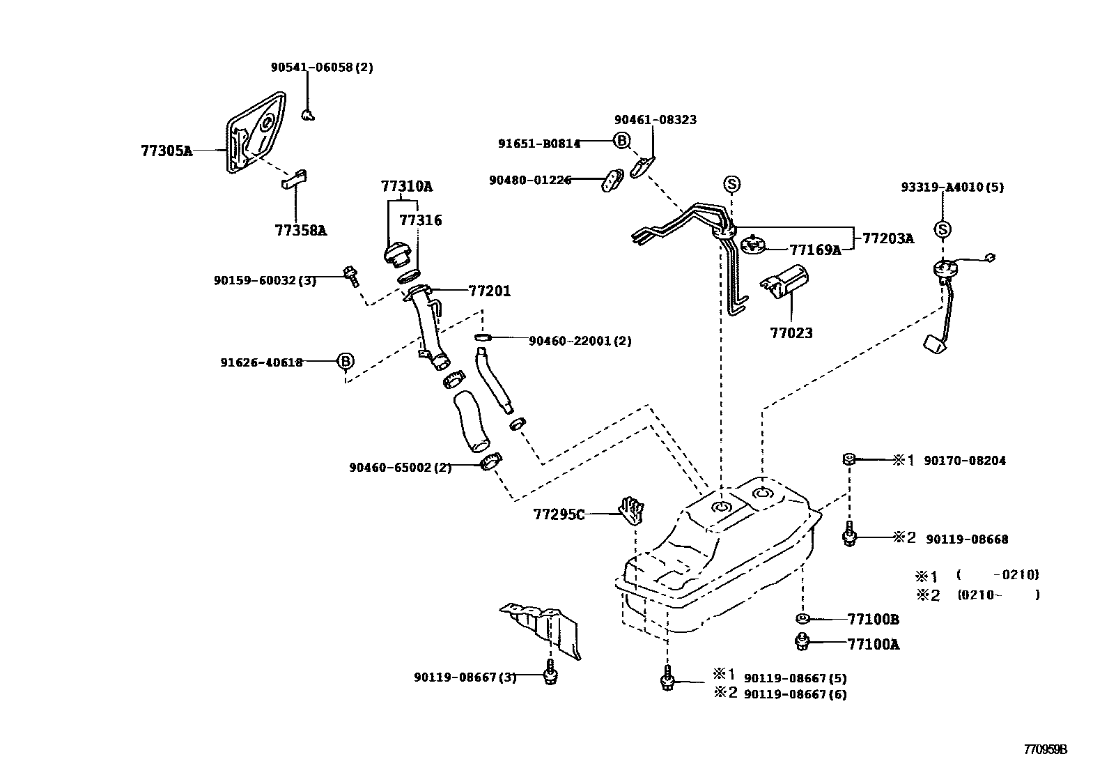 Toyota HILUX 燃油箱和燃油管 EPC diagram — 770959B