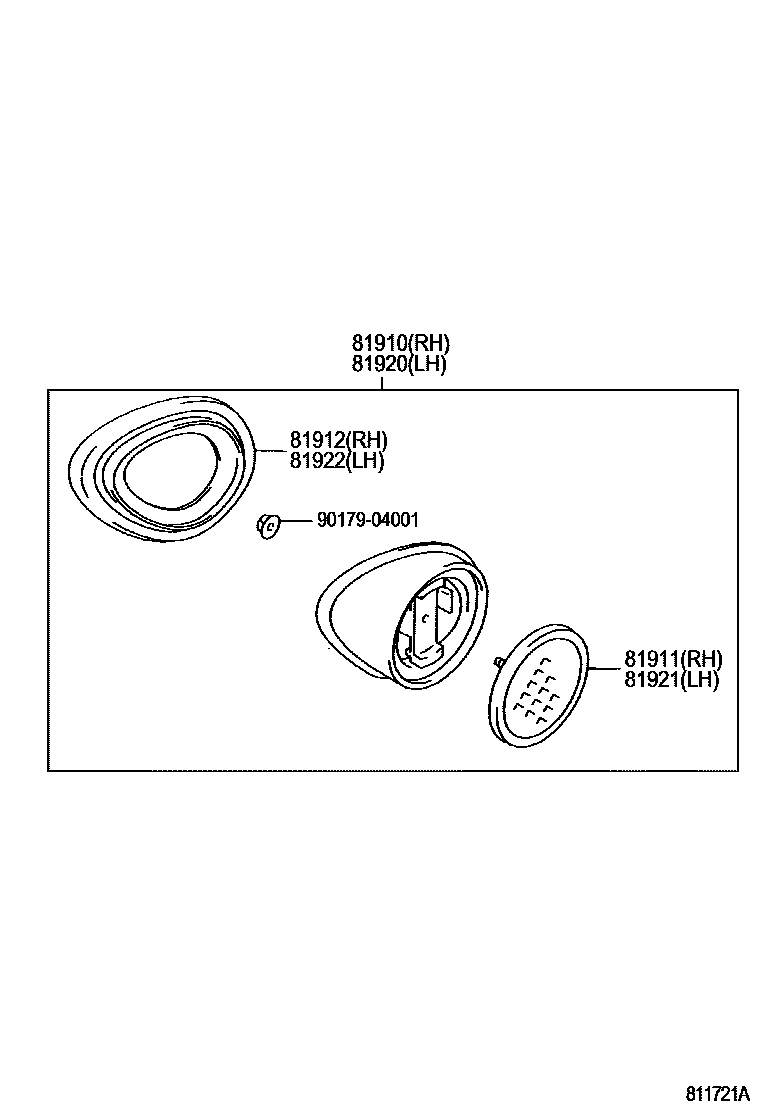 Toyota HILUX reflector EPC diagram — 811721A