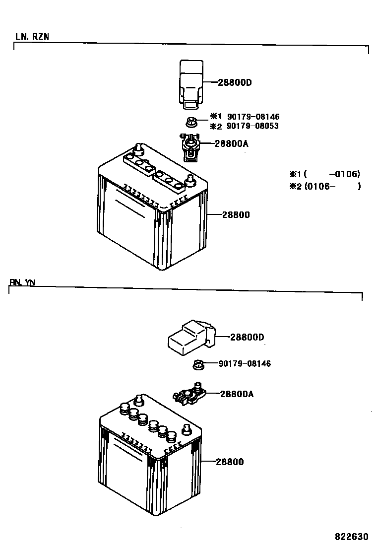 Toyota HILUX 蓄电池和蓄电池电缆 EPC diagram — 822630