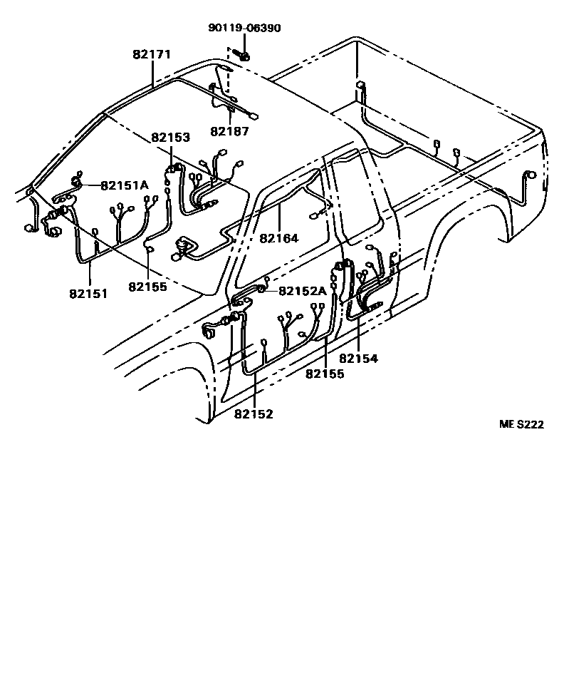 Toyota HILUX 线束和卡夹 EPC diagram — MES222