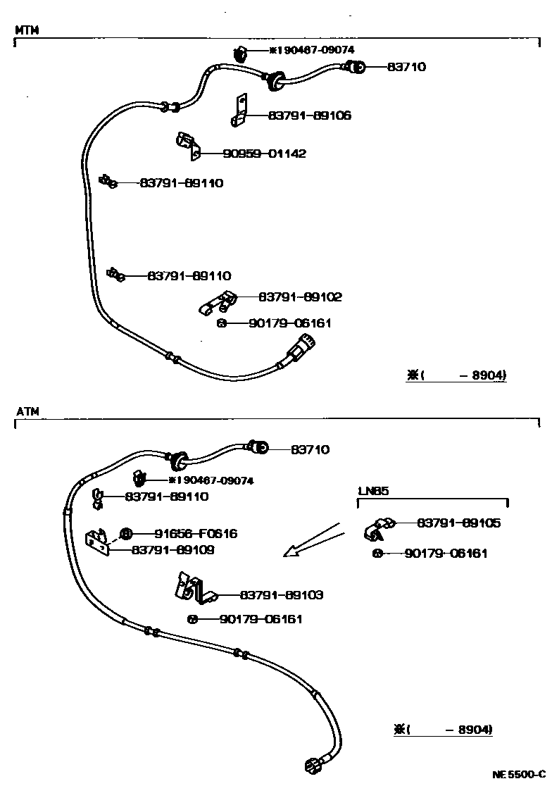 Toyota HILUX 仪表 EPC diagram — NE5500C