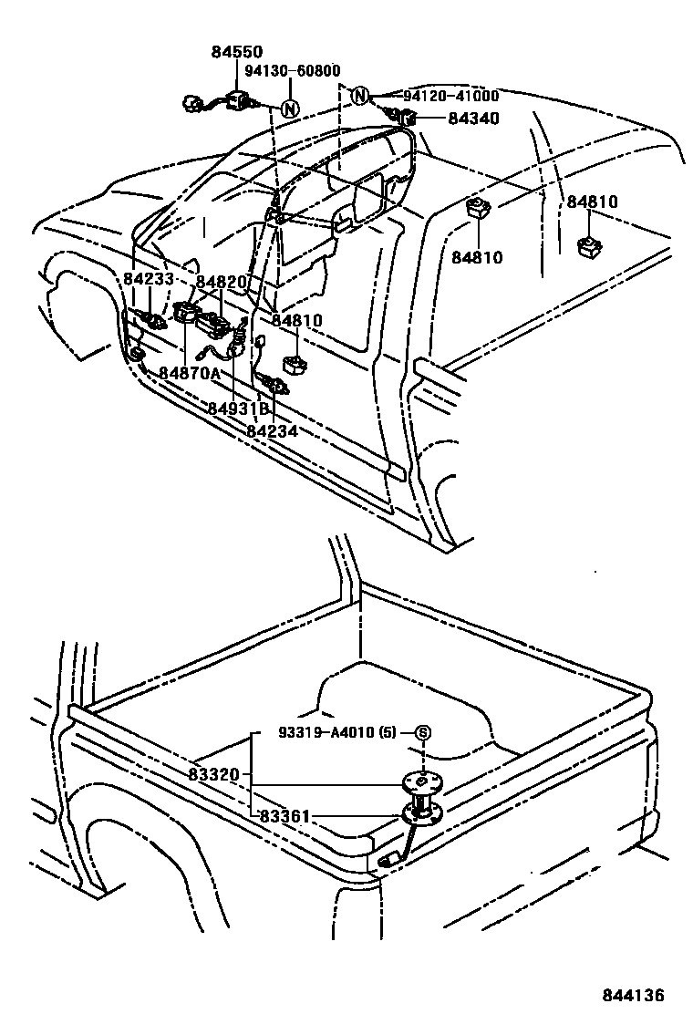 Toyota HILUX 开关和继电器和ECU EPC diagram — 844136