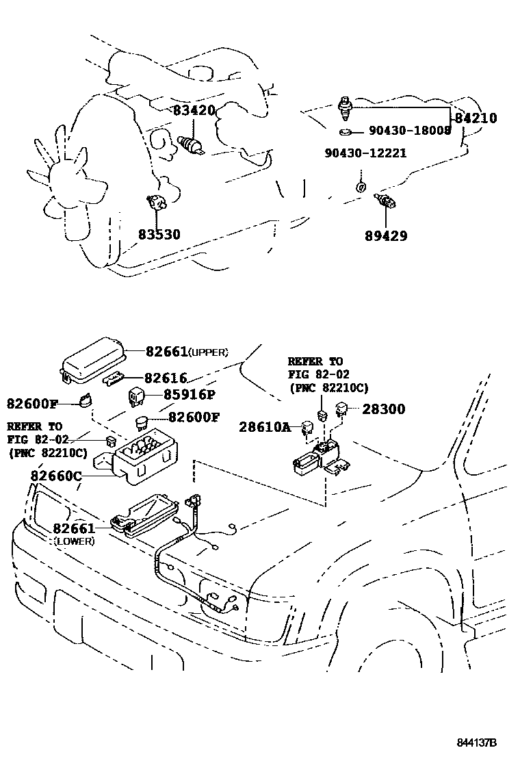 Toyota HILUX 开关和继电器和ECU EPC diagram — 844137B