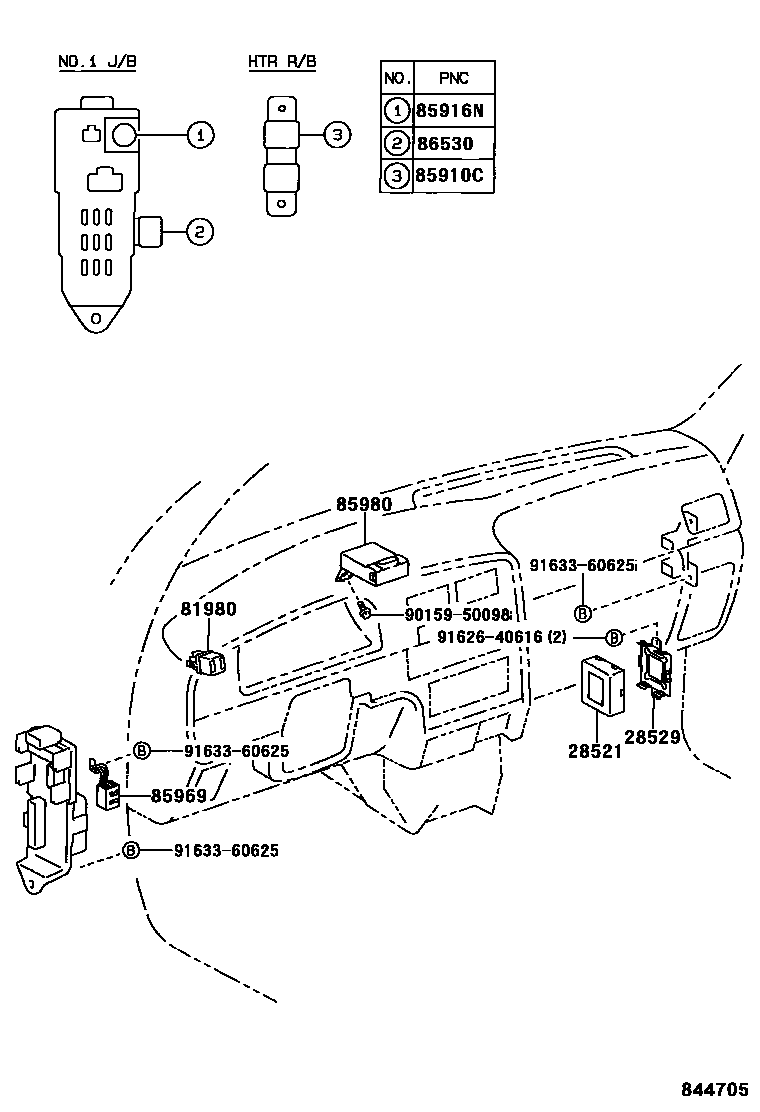Toyota HILUX 开关和继电器和ECU EPC diagram — 844705