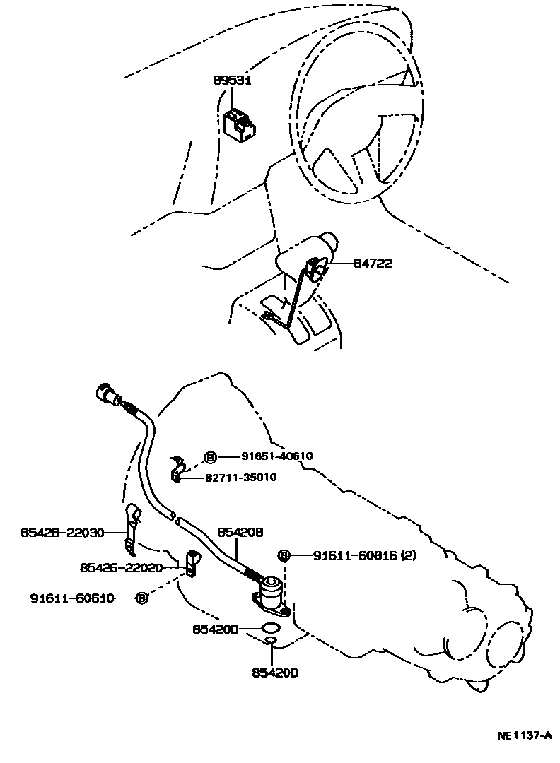 Toyota HILUX 超速档和电子控制变速器 EPC diagram — NE1137A