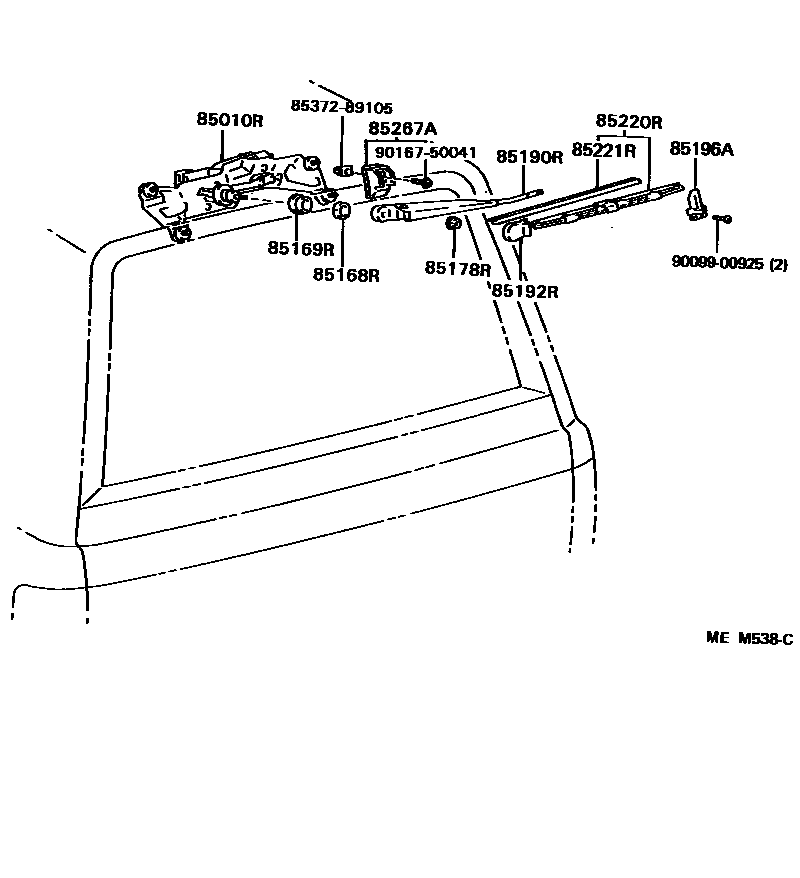 Toyota HILUX 后刮水器 EPC diagram — MEM538C