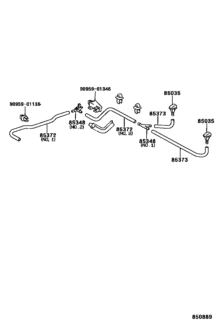Toyota HILUX 挡风玻璃清洗器 EPC diagram — 850889