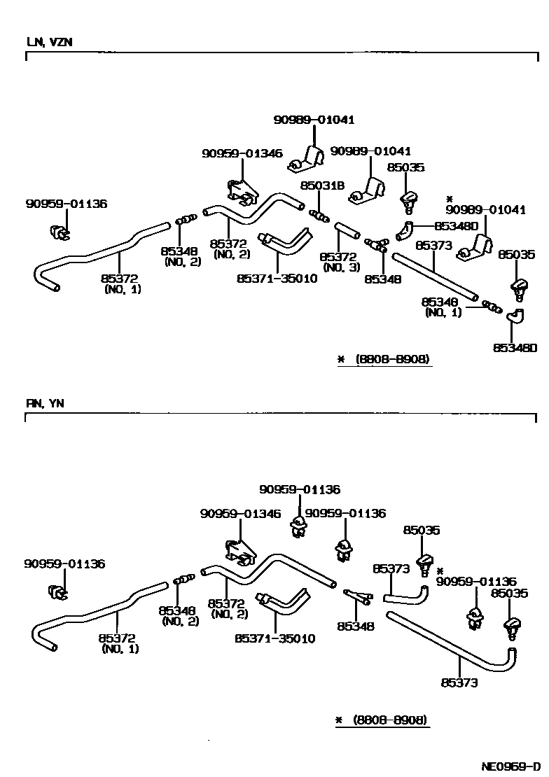 Toyota HILUX 挡风玻璃清洗器 EPC diagram — NE0969D