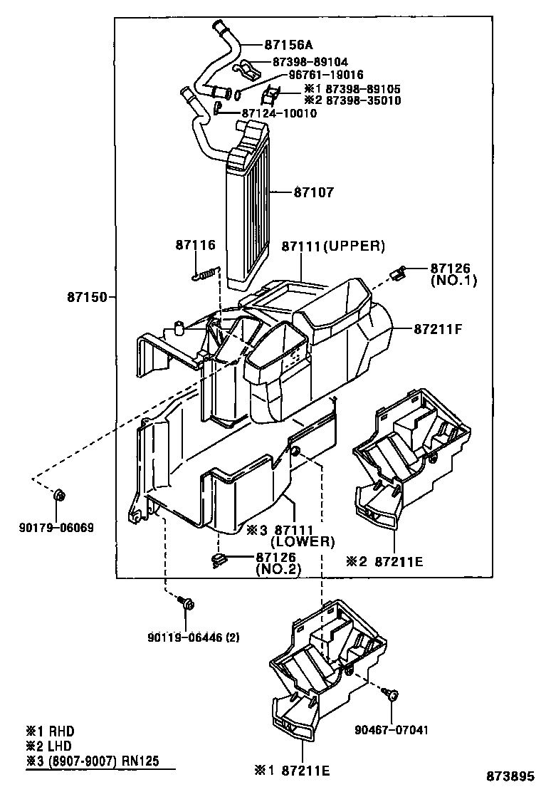 Toyota HILUX 暖风和空调系统 - 加热装置和鼓风机 EPC diagram — 873895