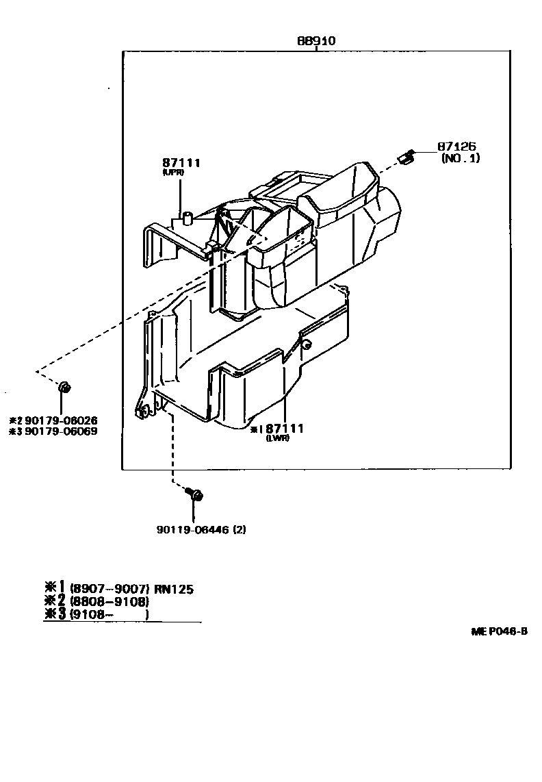 Toyota HILUX 暖风和空调系统 - 加热装置和鼓风机 EPC diagram — MEP046B
