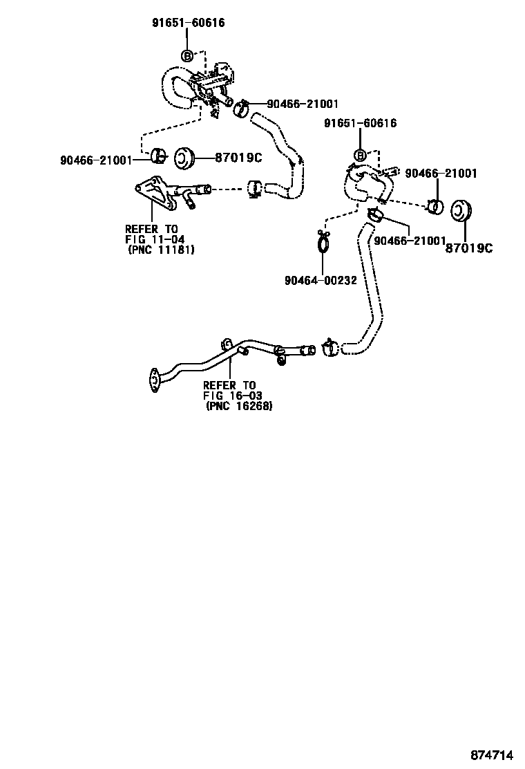 Toyota HILUX 暖风和空调系统 - 水管 EPC diagram — 874714