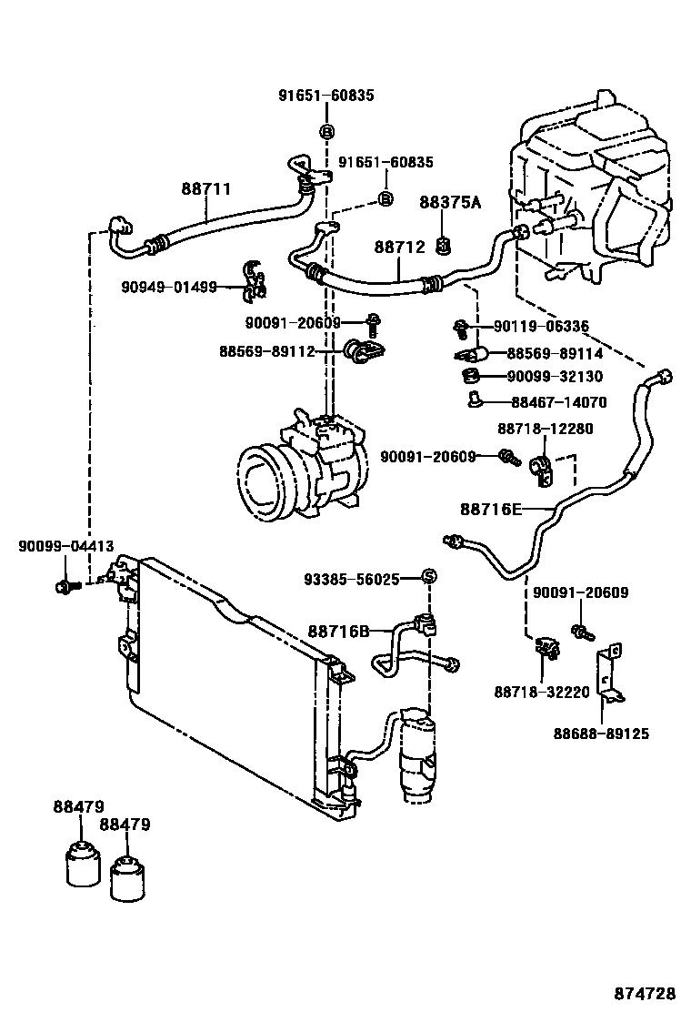 Toyota HILUX Heating & Air Conditioning - Cooler Piping EPC diagram — 874728